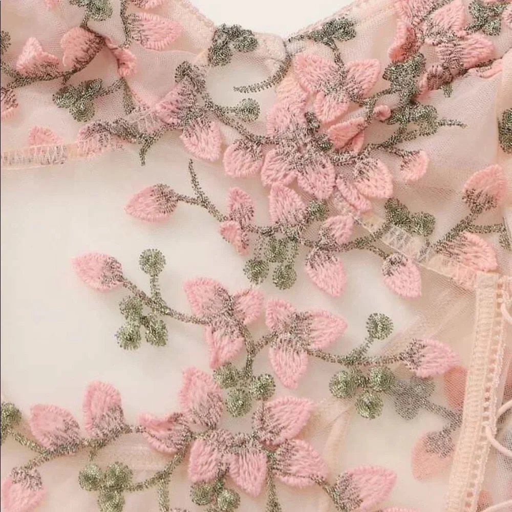 Lace Mesh Floral One Piece Bodysuit Lingerie Top - Picture 14 of 16